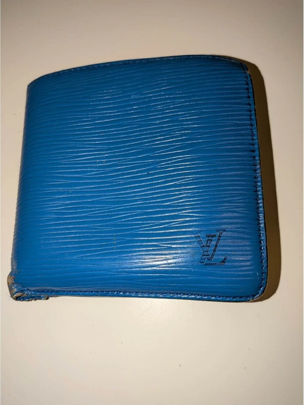 Louis Vuitton Blue Epi Leather Marco Bifold Wallet Coin Pocket Mens Compact Uni